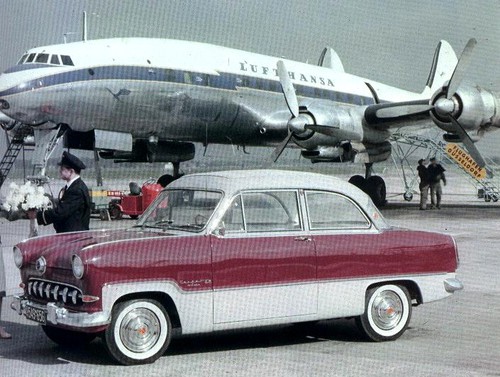  och h r r terkommer det med en reklambild f r Ford Taunus 15M 1956